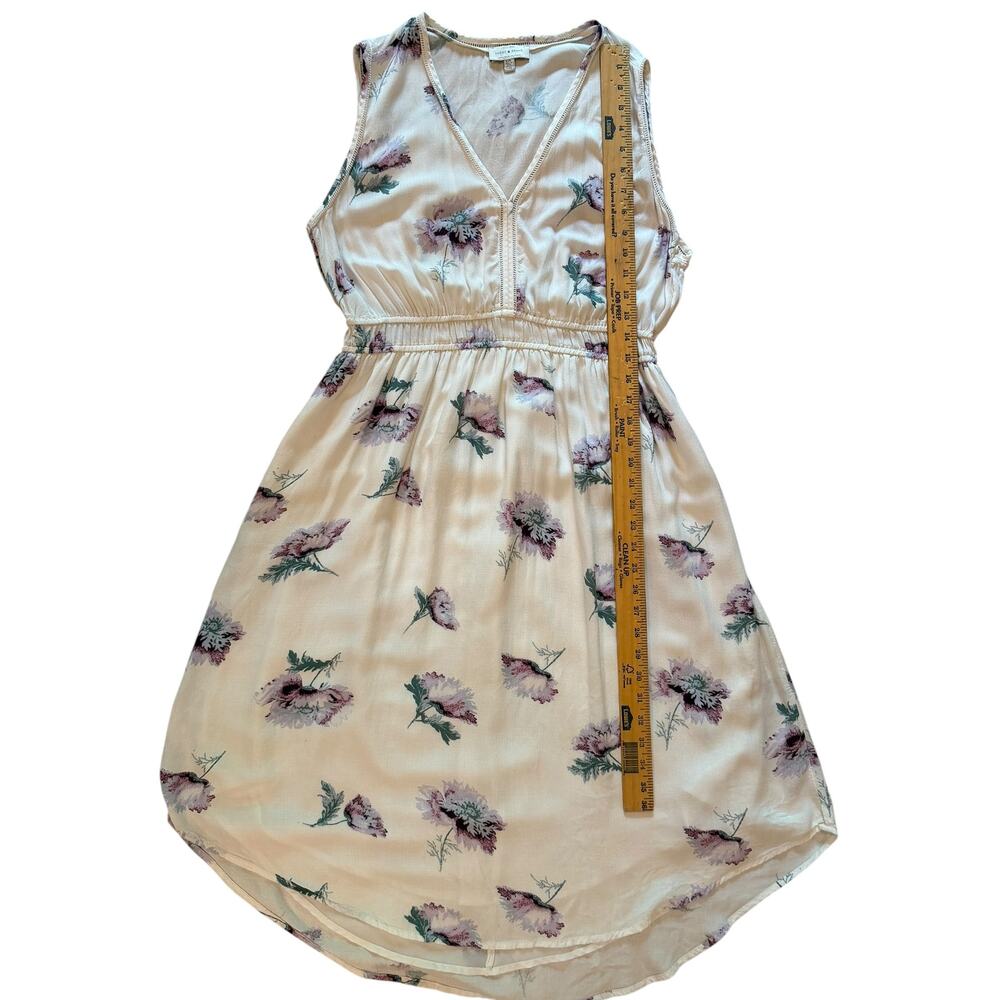 Lucky Brand Cream Floral Hi-Low Dress | V-Neck | Lace Trim | Boho | Size L - Picture 9 of 9